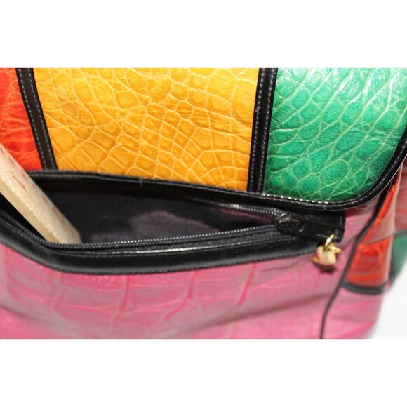 Vintage 1990s SHARIF Color Block Leather Purse - Made in USA - Retro Designer - Picture 11 of 13